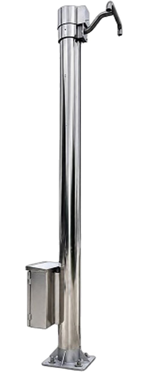 상단에 카메라 브라켓, 하단에 제어함체를 단 스테인리스 승하강식 CCTV POLE